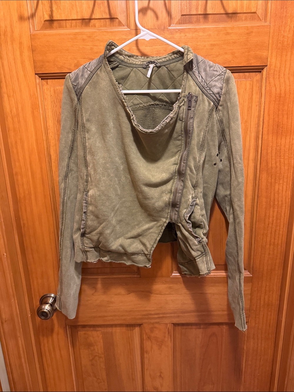 Free People Olive Utility Asymmetrical Zip Jacket